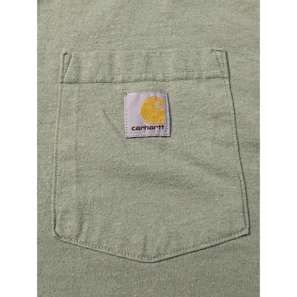Carhartt Pocket T-Shirt Men 3XL Work Rugged Minimal Basic Cotton Blend Green - Picture 2 of 5